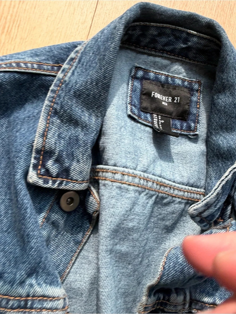Forever 21 Blue Distressed Denim Jacket